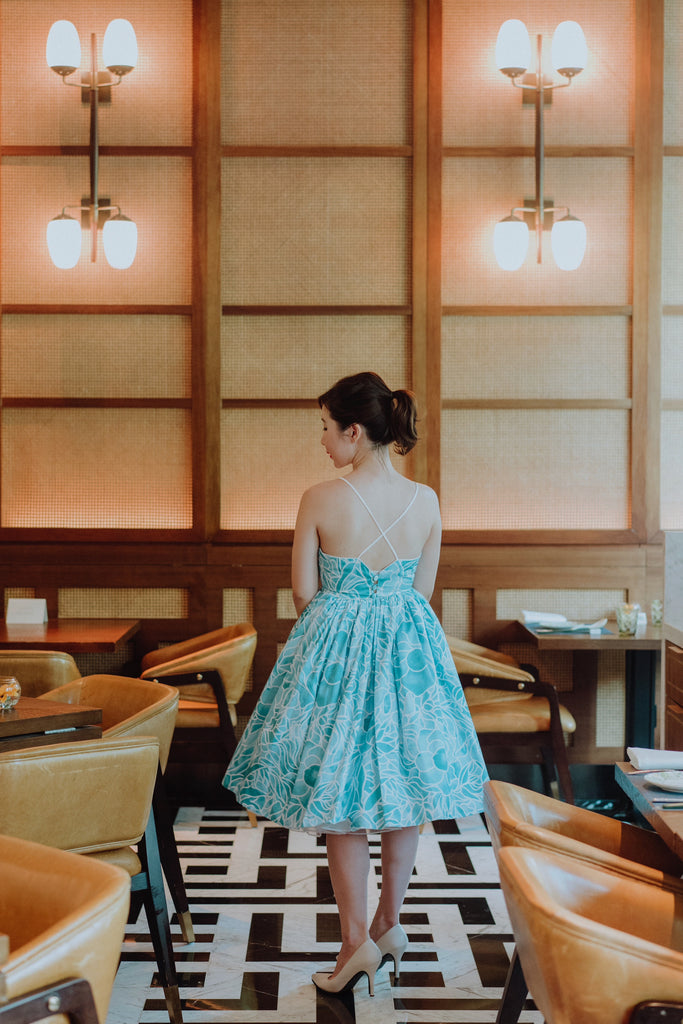 Lanz Inspired Dress in Blue Batik