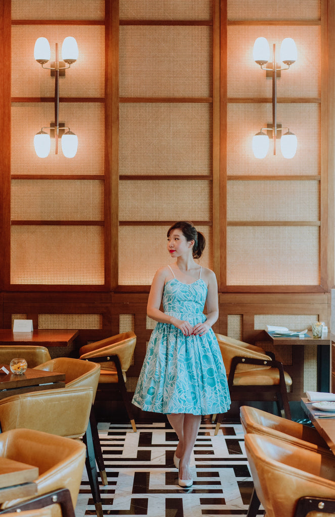 Lanz Inspired Dress in Blue Batik