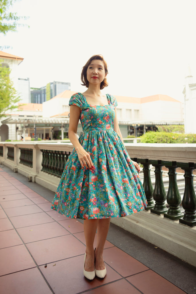 Harmon Swing Dress in Teal Conservatory