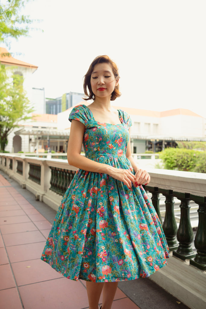 Harmon Swing Dress in Teal Conservatory