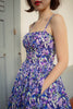 French Purple Floral Summer Swing Dress
