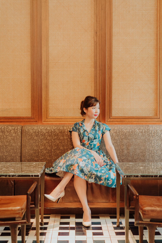 Penny Swing Dress in Orange Floral Linen