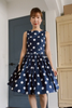 Navy Polka Tea Dress