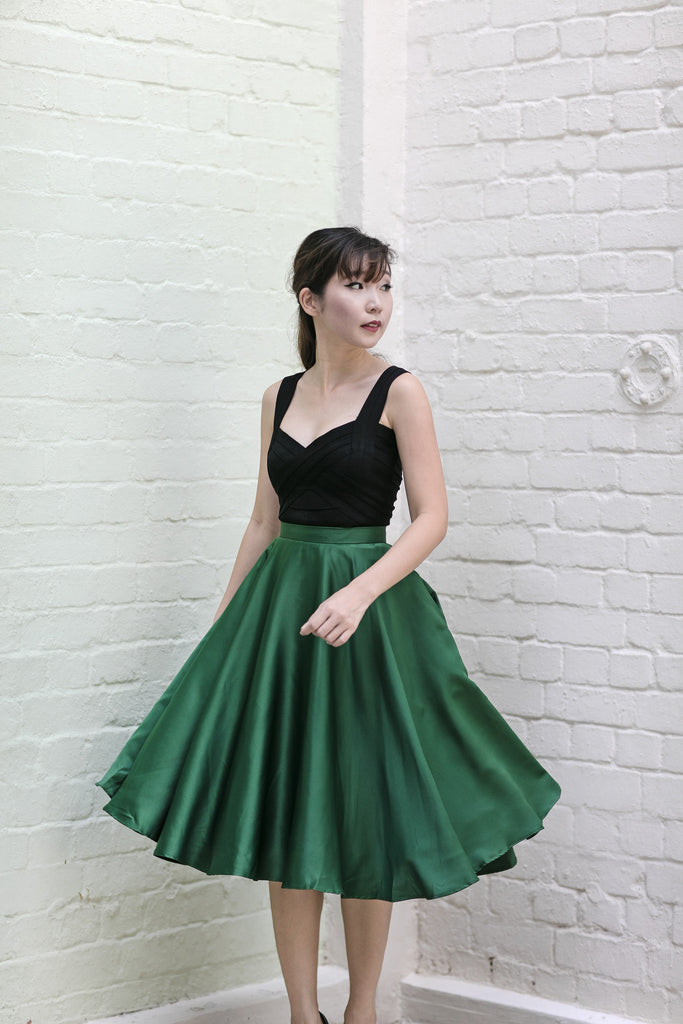 Audrey Swing Skirt In Emerald