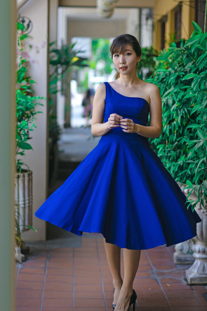 Margaret Toga Dress In Cobalt Blue