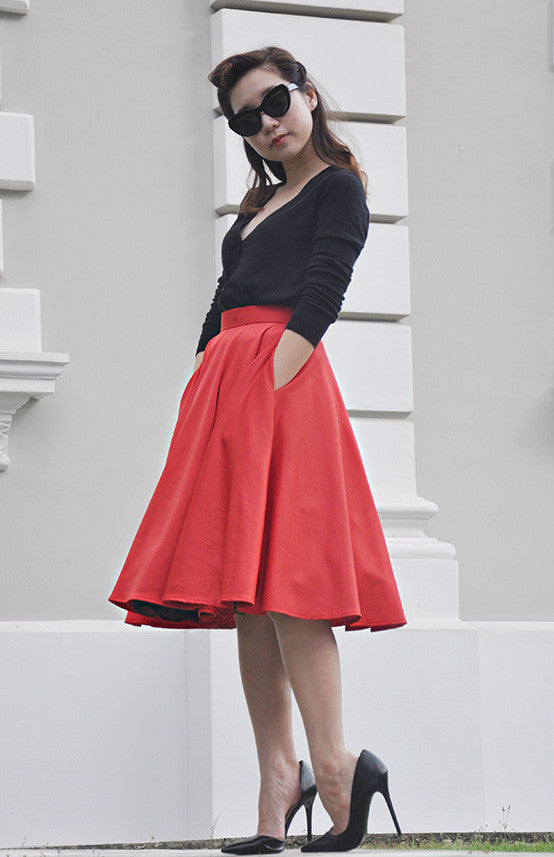 Audrey Swing Skirt In Red - Shopbluebelle - 6