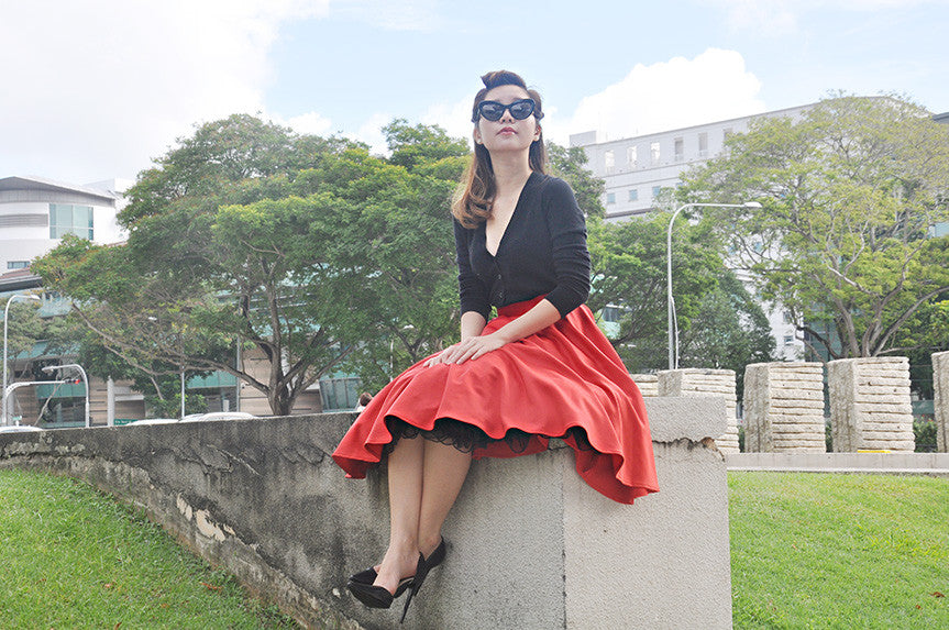 Audrey Swing Skirt In Red - Shopbluebelle - 5