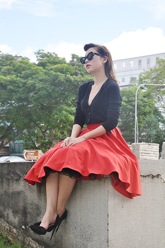 Audrey Swing Skirt In Red - Shopbluebelle - 3