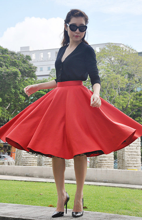 Audrey Swing Skirt In Red - Shopbluebelle - 1