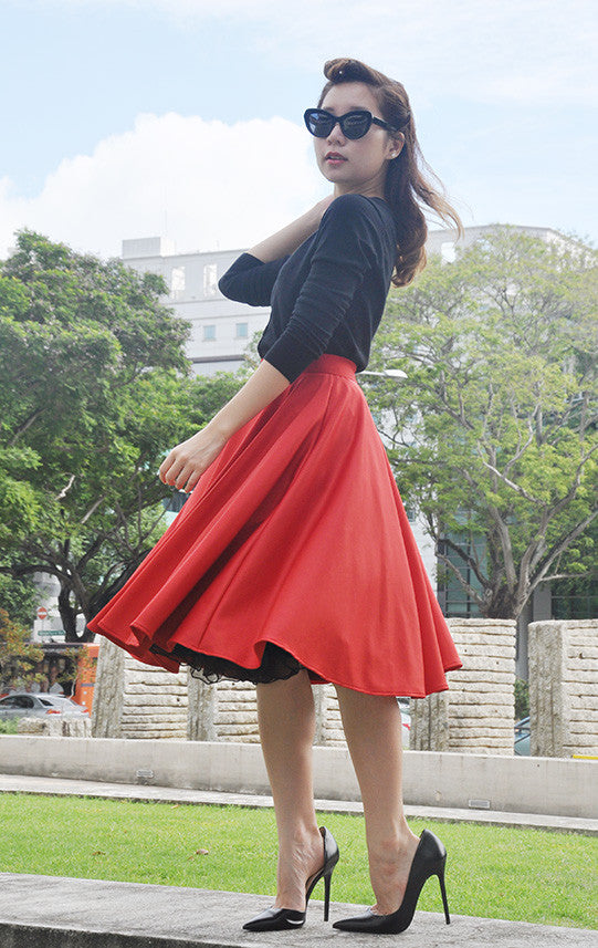Audrey Swing Skirt In Red - Shopbluebelle - 4