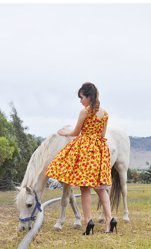 Miyuki Tea Dress in Mustard