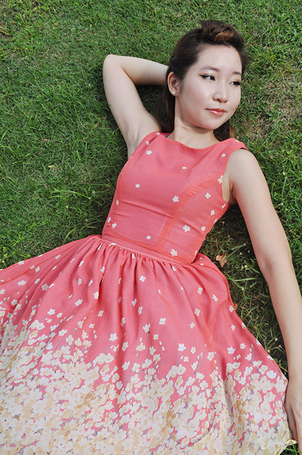 1950s floral tea dress pink