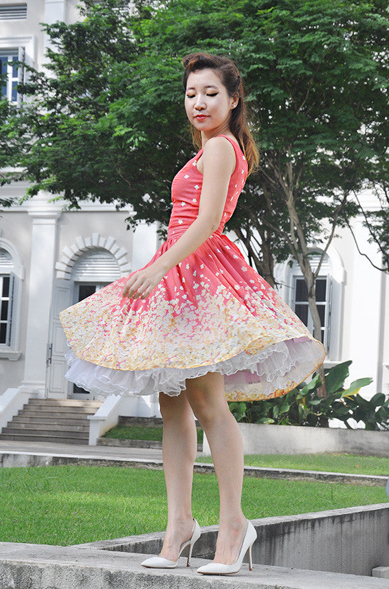 1950s floral tea dress pink