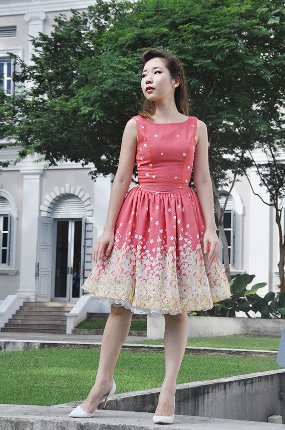 1950s floral tea dress pink