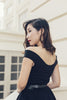 Bardot Off Shoulder Swing Dress In Black