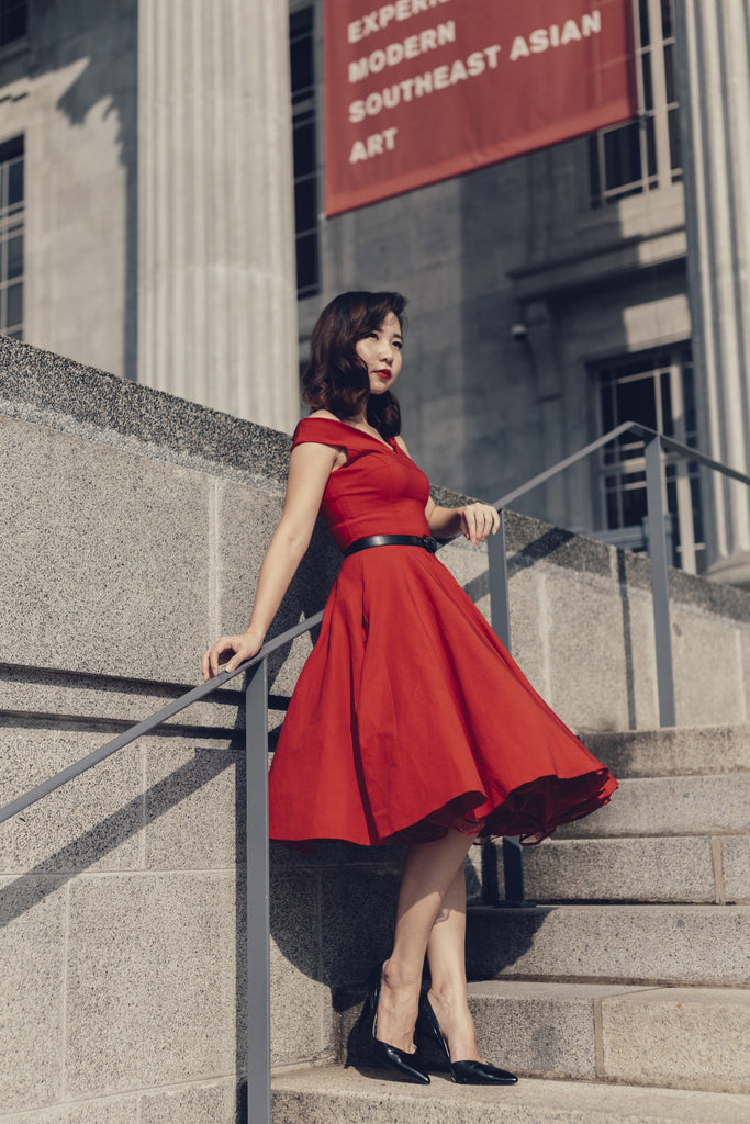 Avice Swing Dress In Red