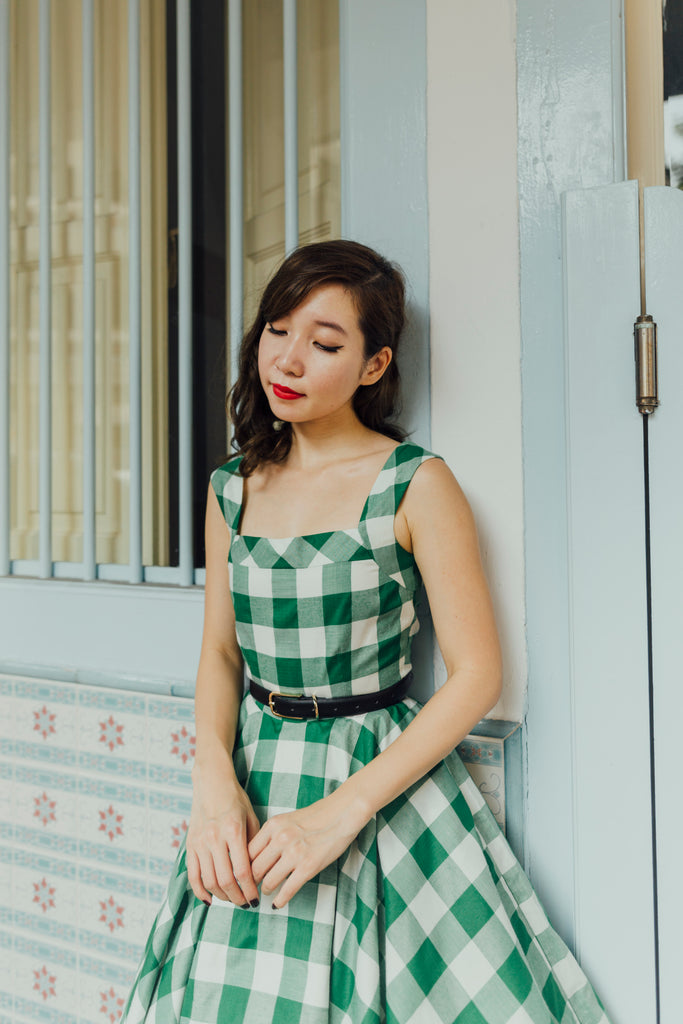 Green Gingham Swing Dress