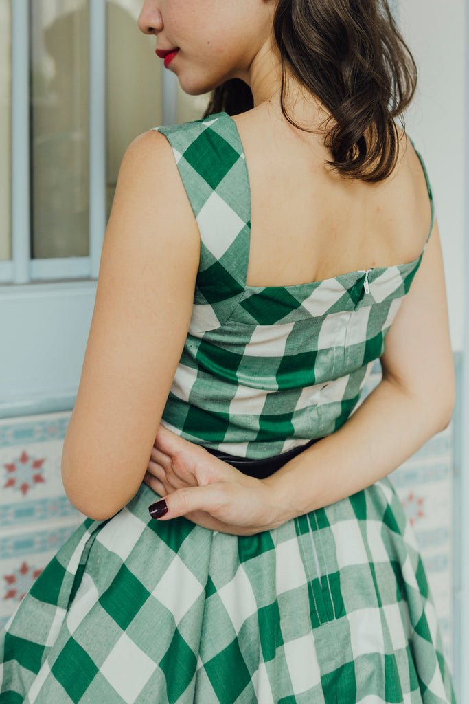 Green Gingham Swing Dress