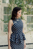 Yu Yan 2 Piece Cheongsam in Navy Polkadot