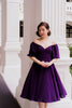 Bridgitte Puff Sleeve Dress in Royal Purple