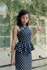 Yu Yan 2 Piece Cheongsam in Navy Polkadot