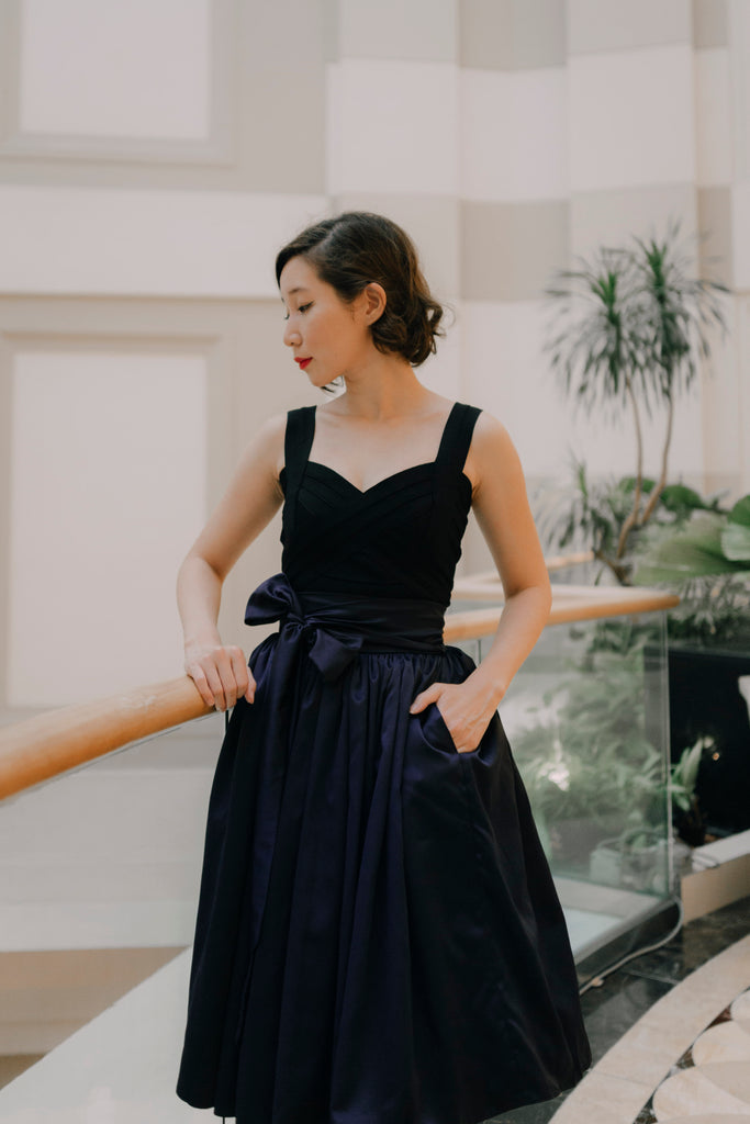 Dita Swing Skirt In Midnight Satin