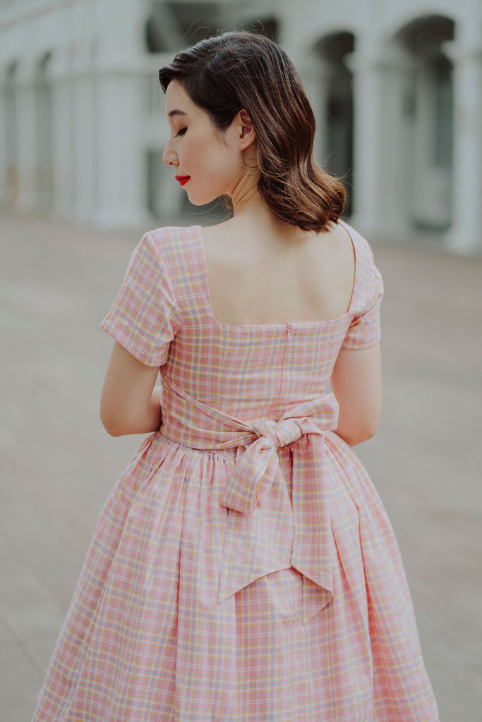 Peggy O Dress in Cotton Candy Gingham