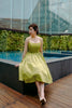 Hana Swing Dress in Green Tea Polka