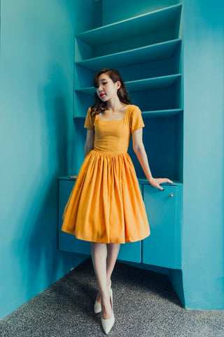 Kooi Lian Swing Dress in Yellow Floral