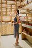 Choy Len Midi Cheongsam in Lapis Blue Modern Batik