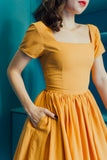 Peggy O Dress in Mustard