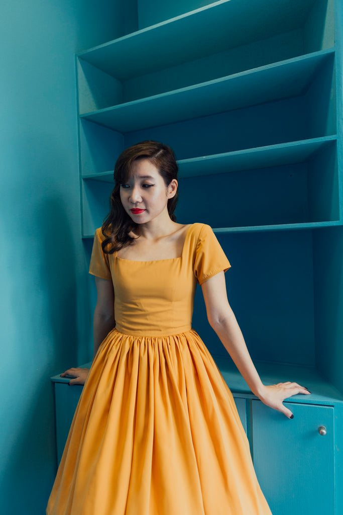 Peggy O Dress in Mustard