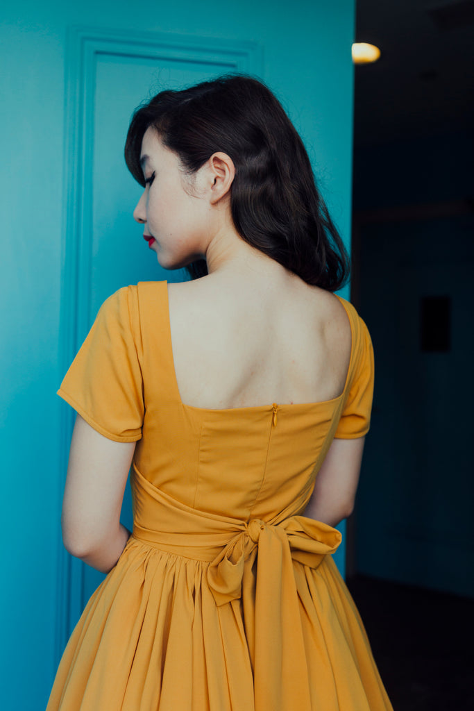 Peggy O Dress in Mustard