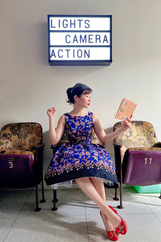 Summer Swing Dress in Navy Stripes