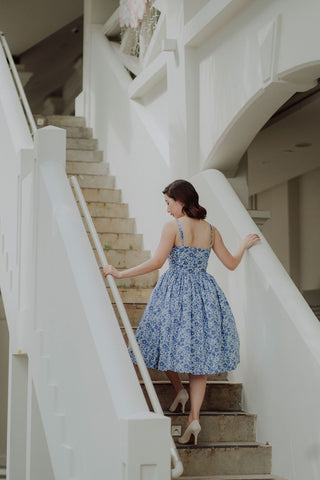 Harmon Swing Dress in Navy Conservatory