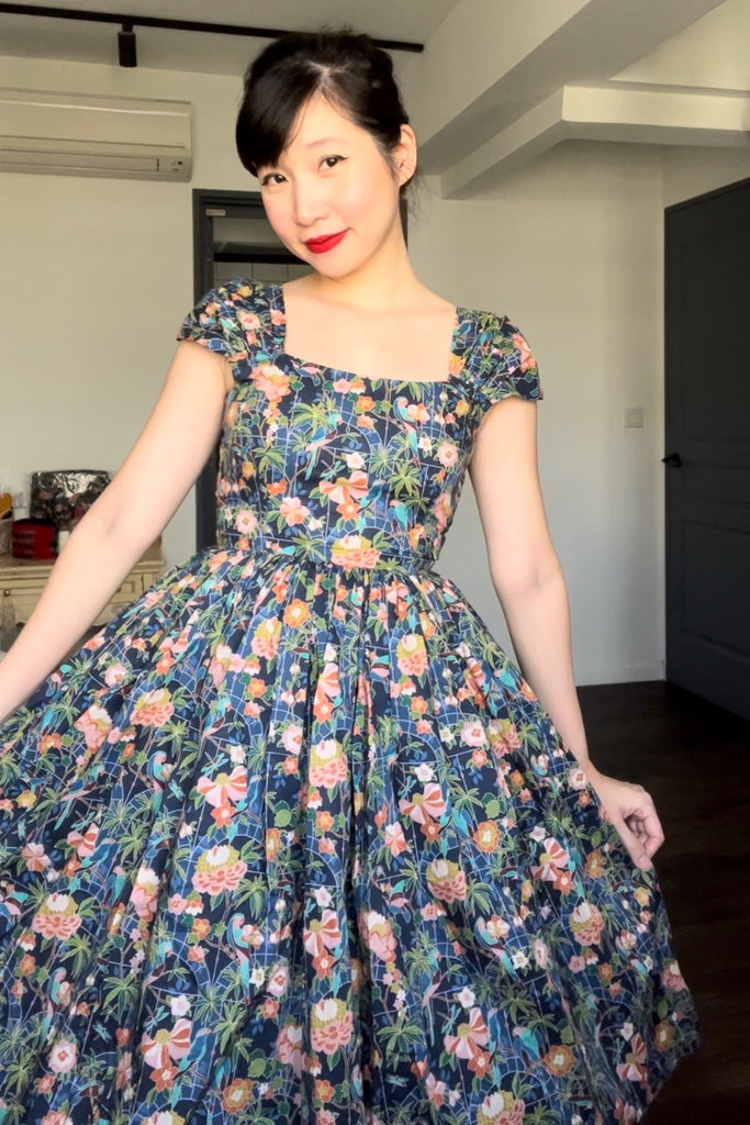 Harmon Swing Dress in Navy Conservatory