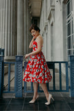 Lanz Inspired Dress in Retro Red