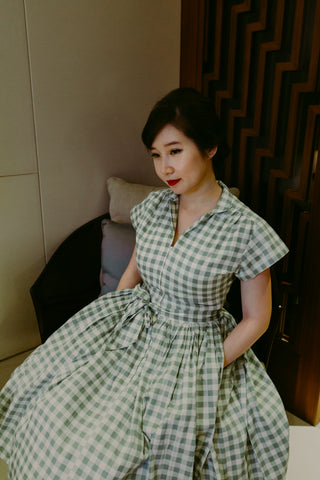 Vintage Plaid Yu Yan 2 Piece Cheongsam