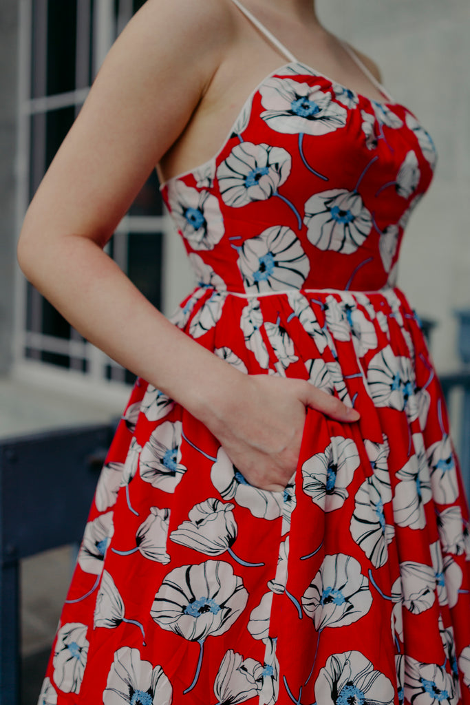 Lanz Inspired Dress in Retro Red