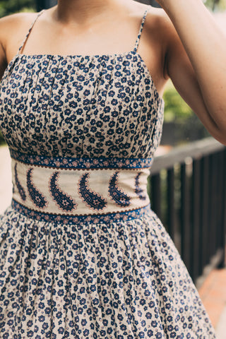 Summer Swing Dress in Navy Stripes