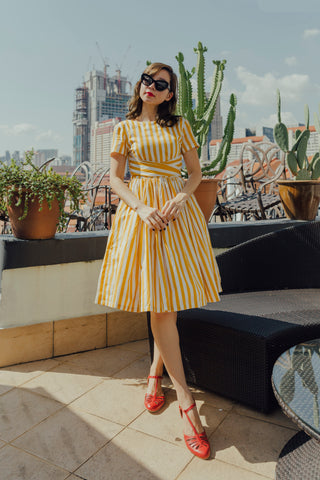 Summer Swing Dress in Navy Stripes