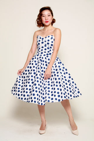 Summer Baby Blue And White Polka Dress