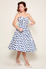 Jane Swing Dress in White & Navy Polka