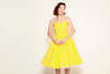 Jane Swing Dress in Yellow & White Polka