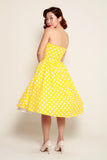 Jane Swing Dress in Yellow & White Polka