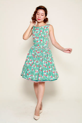 Harmon Swing Dress in Embroidery Print