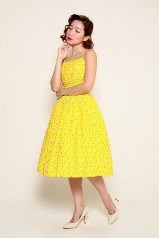 Kooi Lian Swing Dress in Yellow Floral