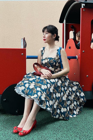 Summer Swing Dress in Navy Stripes