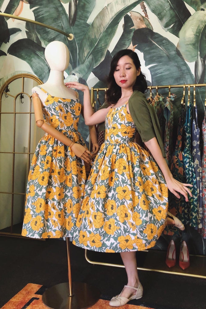 Hana Swing Dress in Yellow Poppy