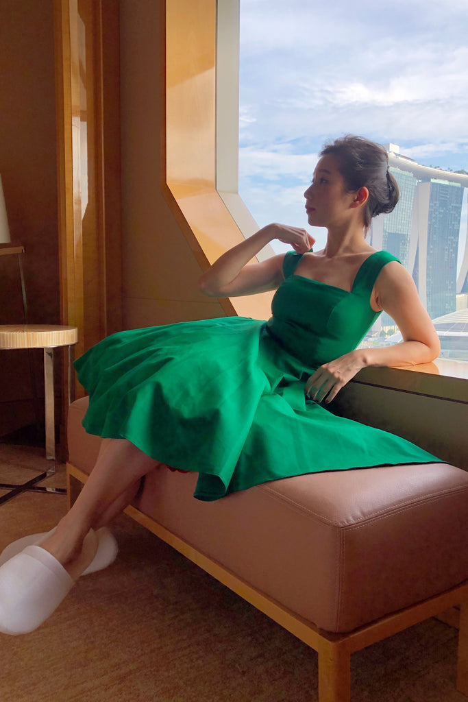 Florence Swing Dress in Kelly Green